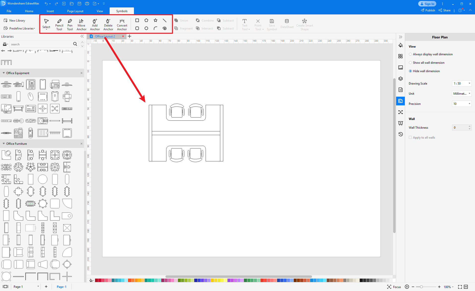 how to create more office layout symbols
