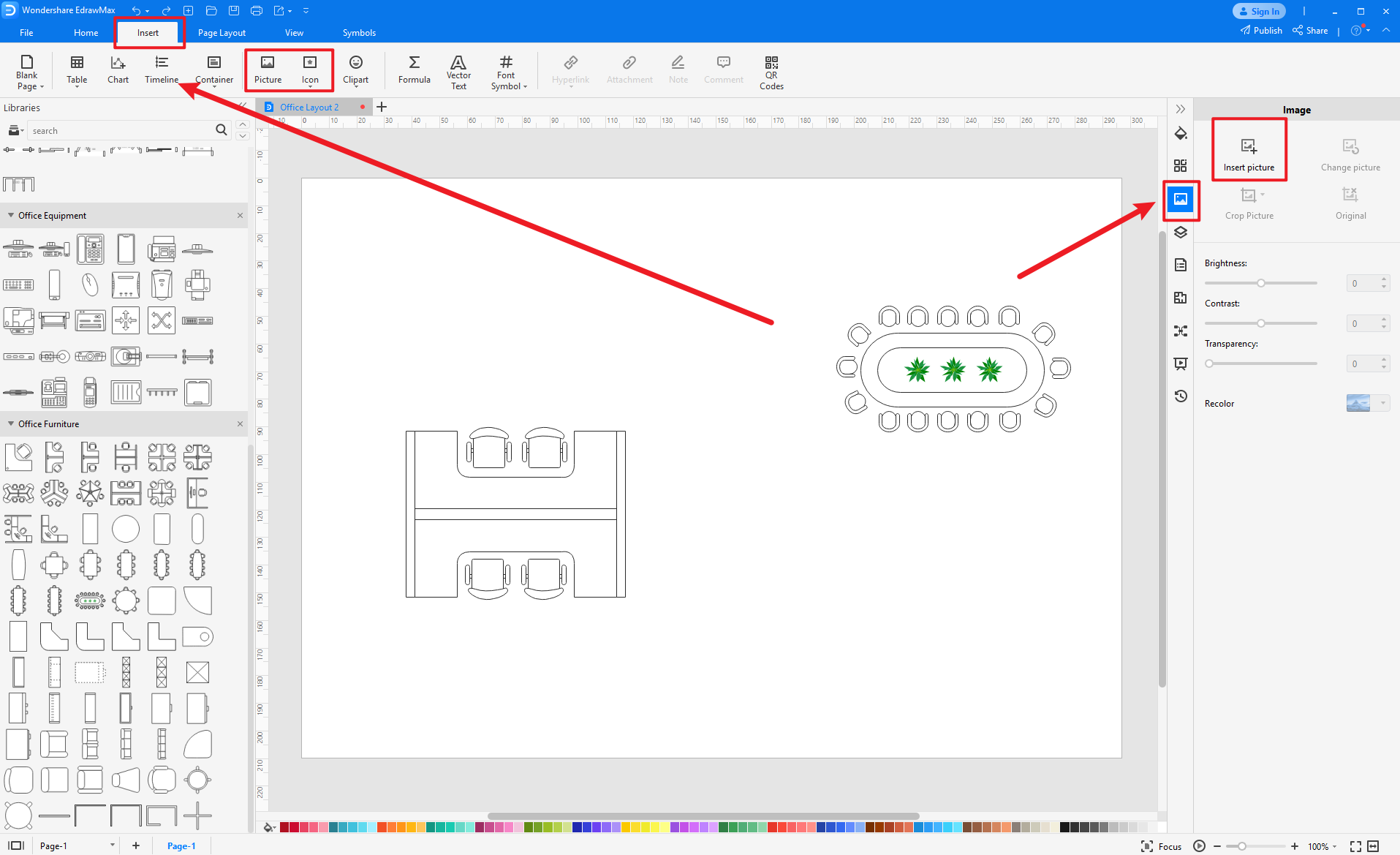 how to create more office layout symbols