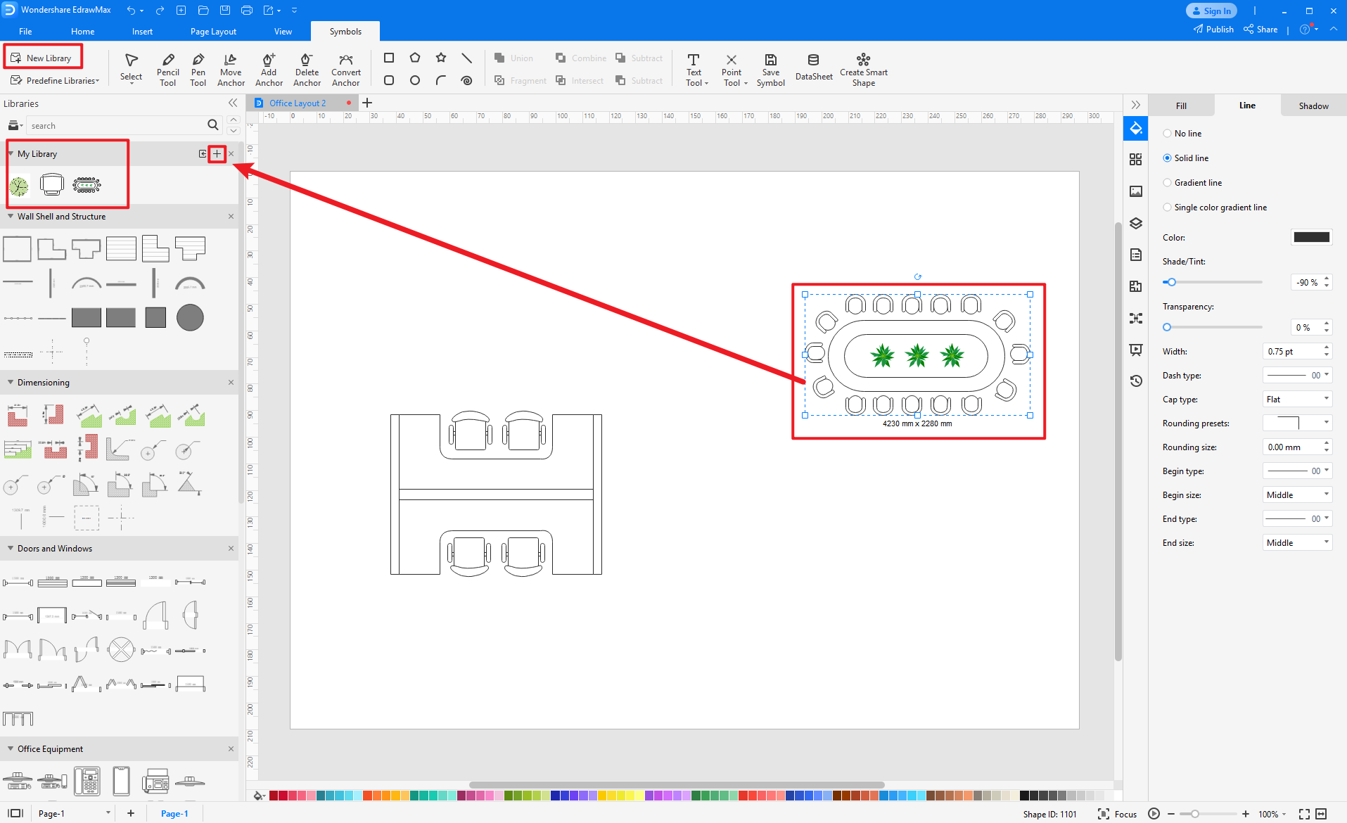 how to create more office layout symbols