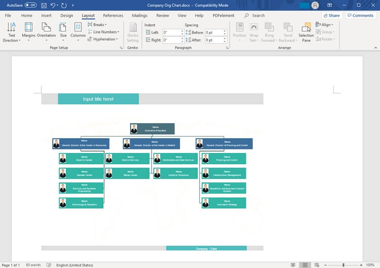 word organization chart template