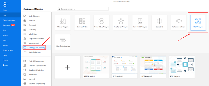 Choose a template in EdrawMax