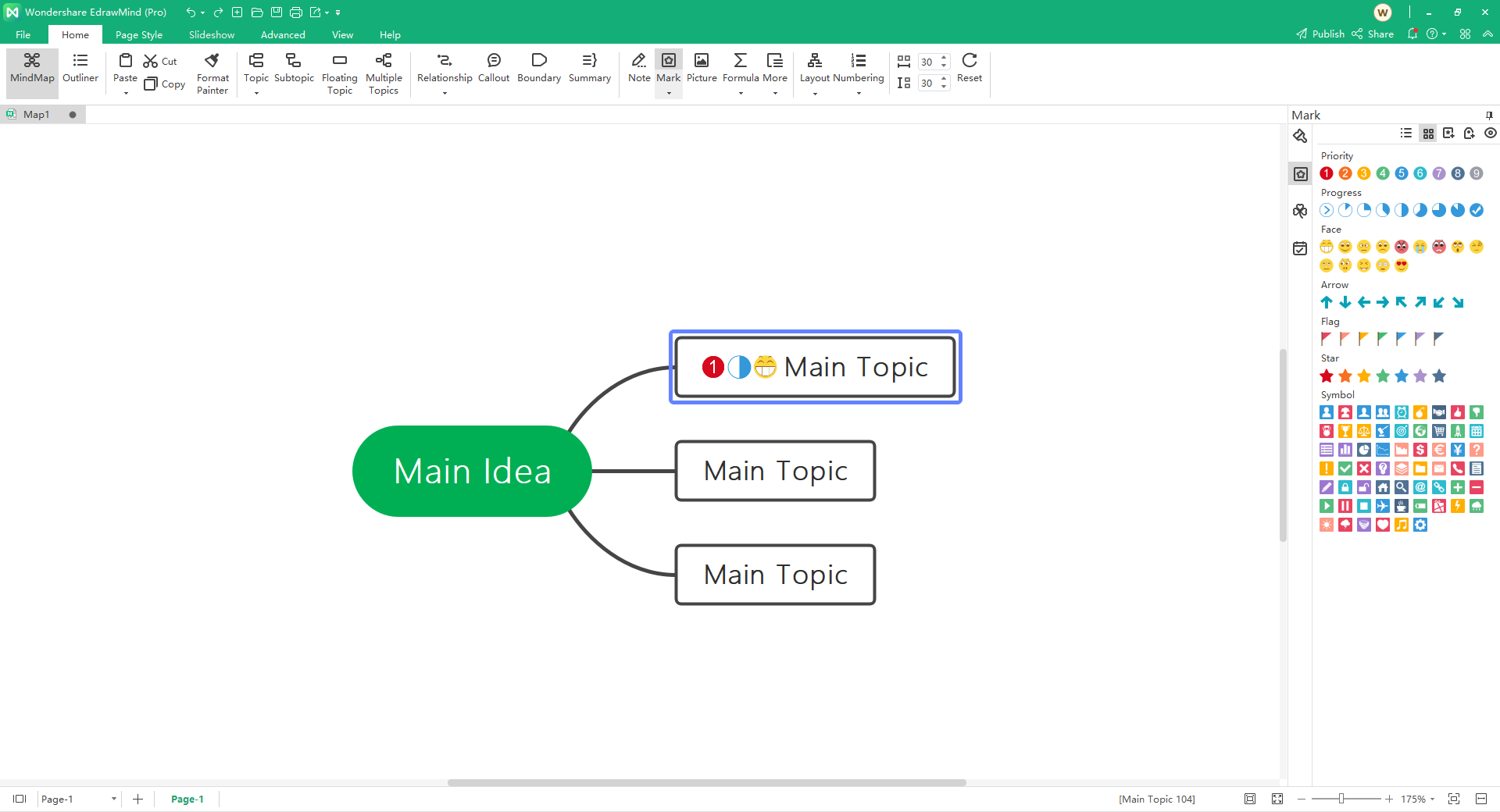 Inserting Symbols to Mind Map