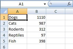 type your data in an Excel worksheet