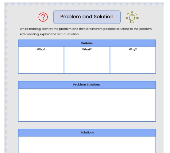 Problem solution graphic organizer for teachers