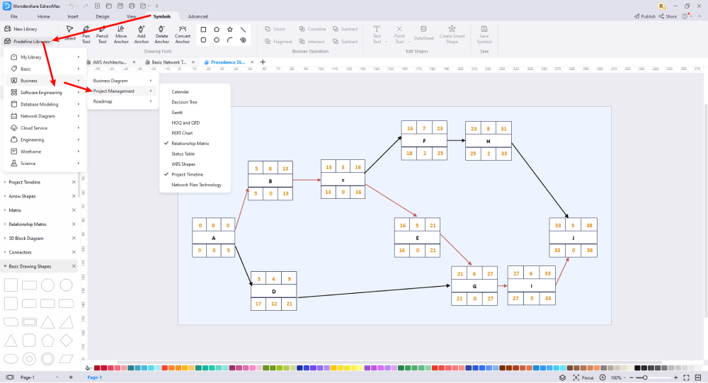 Erstellen Sie ein Projektnetzwerkdiagramm in EdrawMax
