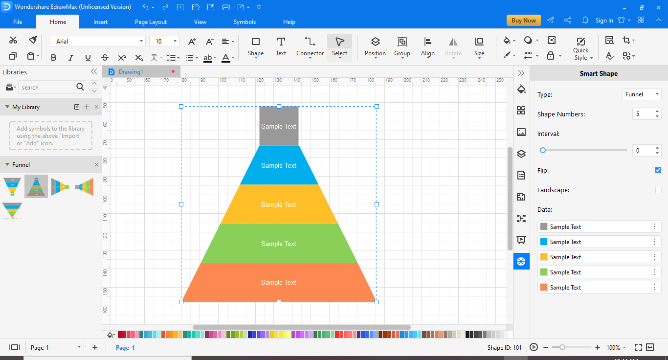 Bring a pyramid shape from the Pyramid Shape toolbar