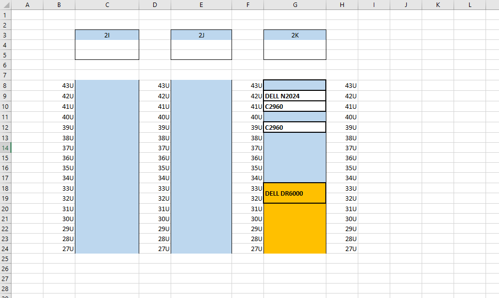 Zeichnen Sie ein Rack-Diagramm in Excel
