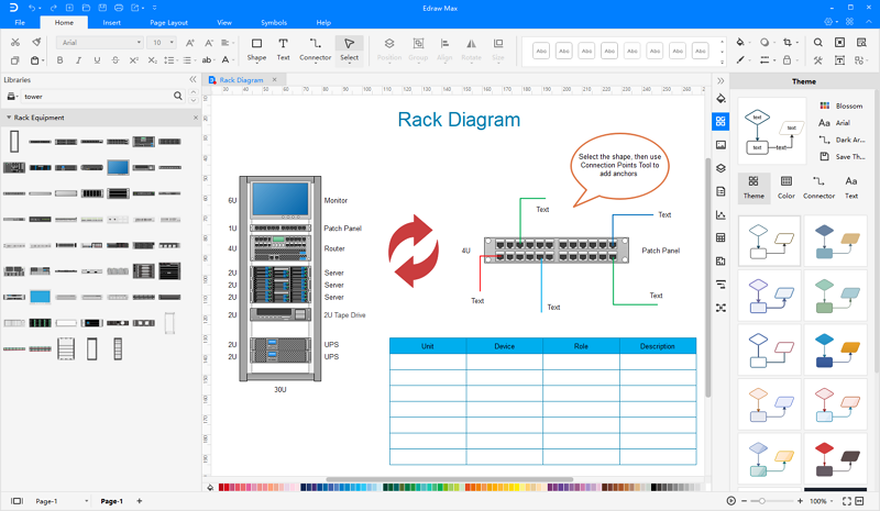 Software de diagrama de bastidor