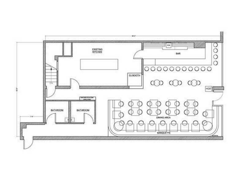 Plan d'étage du bar