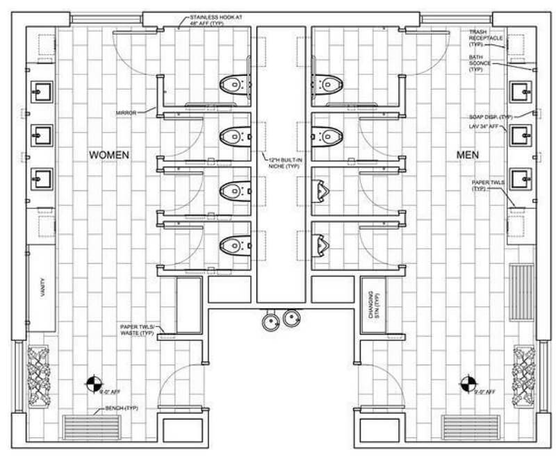 Plan d'étage des toilettes