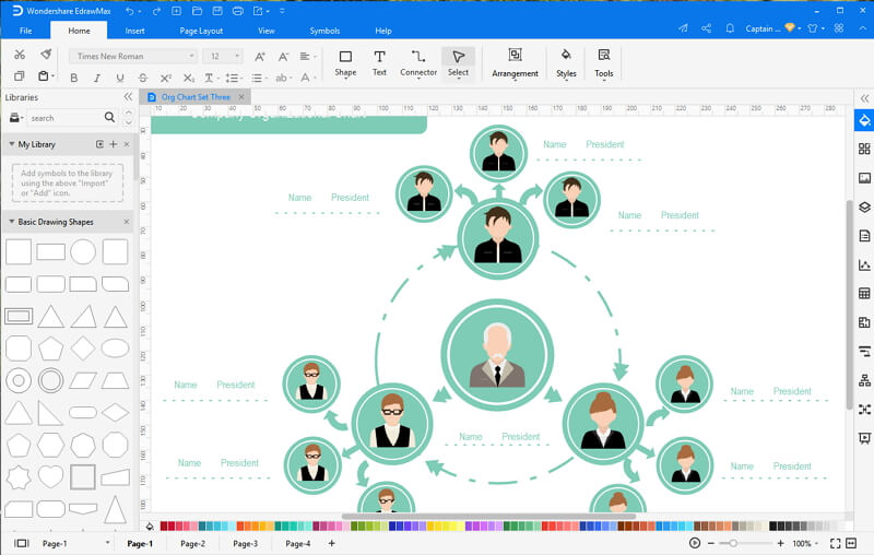 Choose a org chart template in EdrawMax