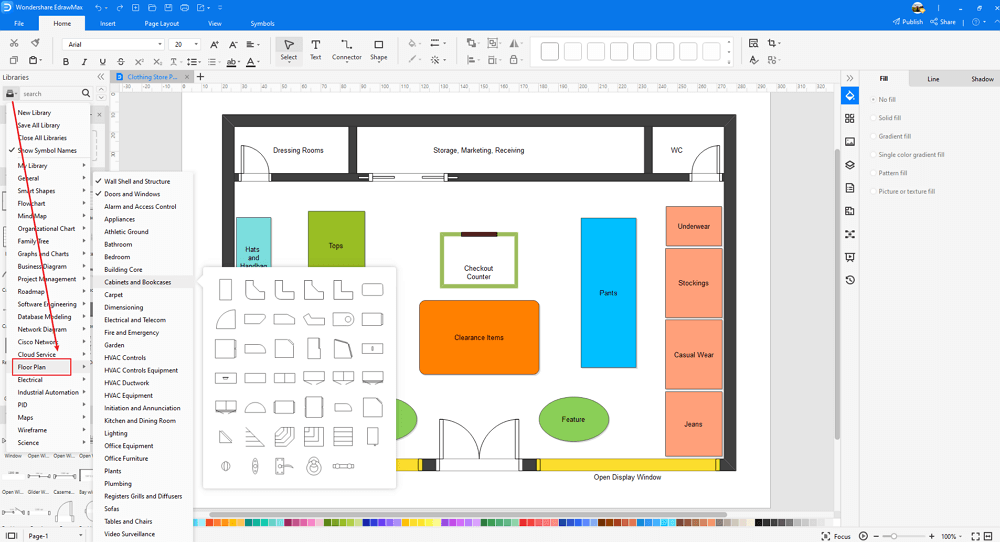 how to draw a store layout