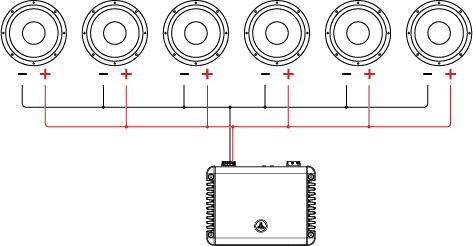 Seis drivers SVC conectados a um amplificador