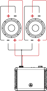 Zwei DVC-Treiber, die an einen Verstärker angeschlossen sind (Parallel/Parallel)