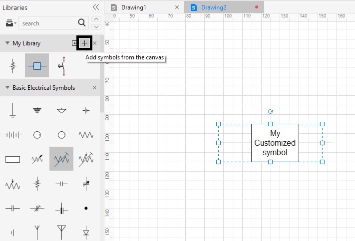 add symbol from canvas