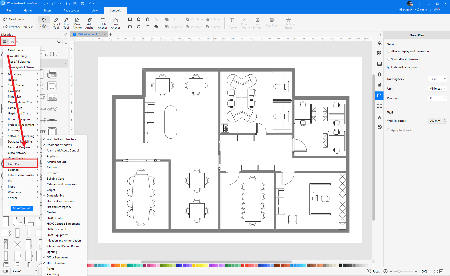 Verwendung von Tisch & Stuhlsymbolen