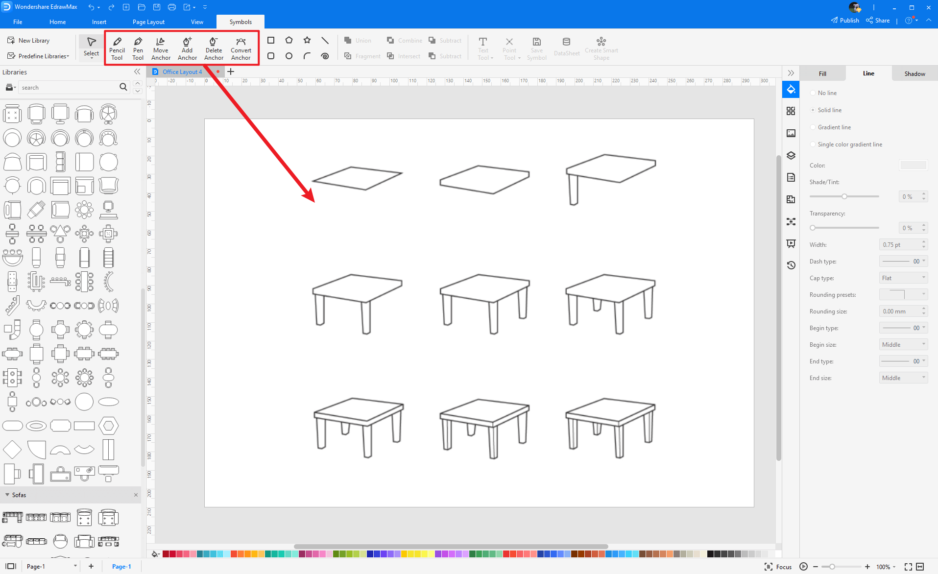 Wie man mehr Tisch & Stuhlsymbole erstellt