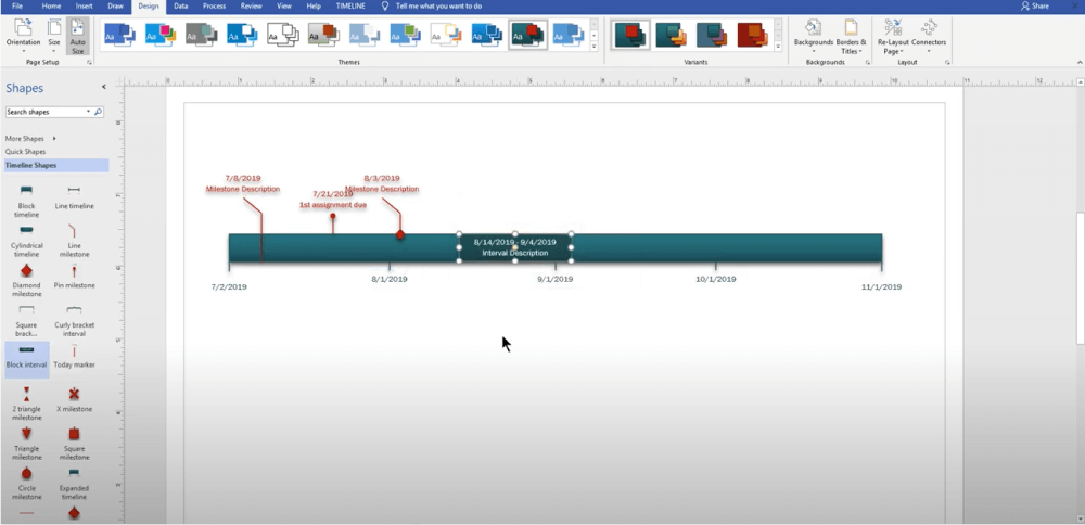 Erstellen einer Zeitleiste in Visio