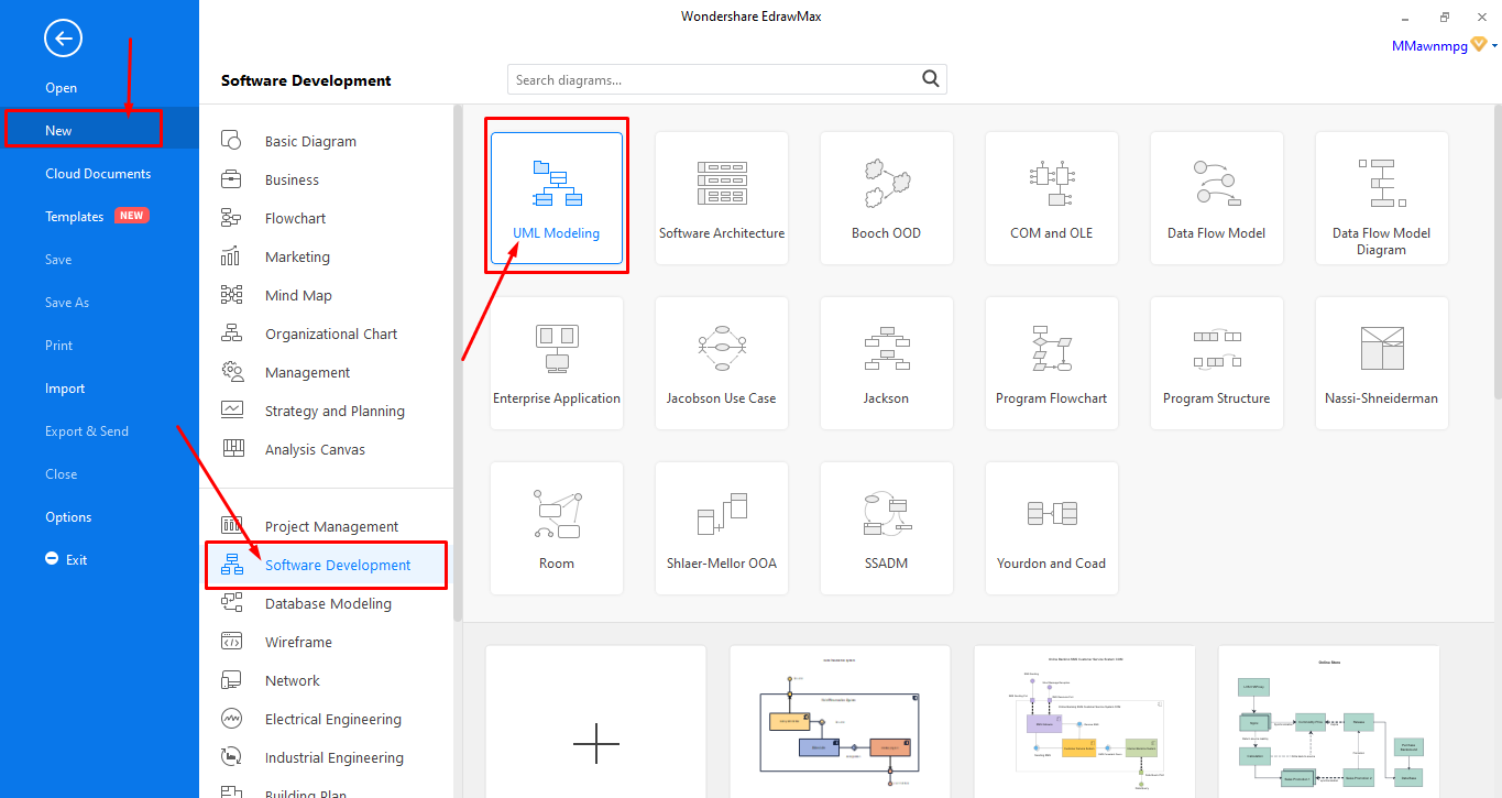 Click on UML Modelling Box