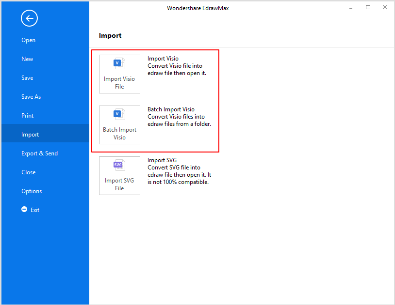 import button in EdrawMax