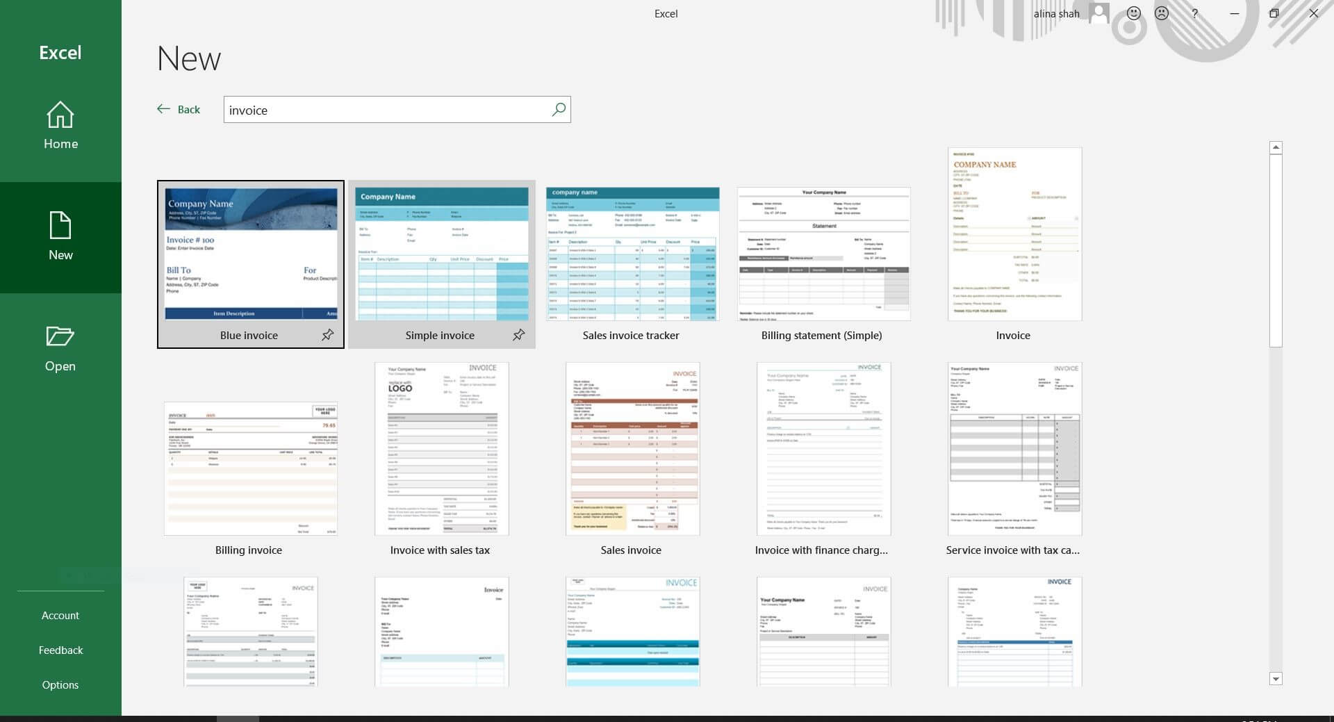 invoice template from Microsoft Excel