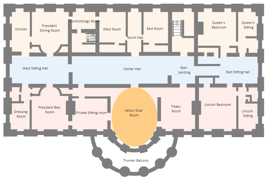 Grundriss des weißen Hauses - Zweiter Stock