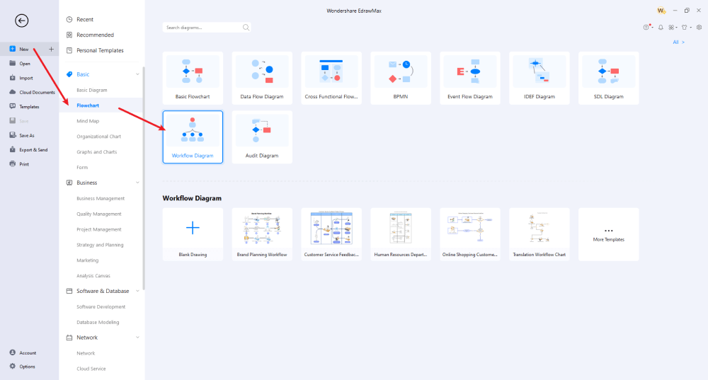 Erstellen Sie ein Workflow-Diagramm in EdrawMax