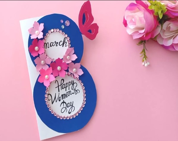 Happy Womens Day Greeting Card Or Poster Design With Heart Shape