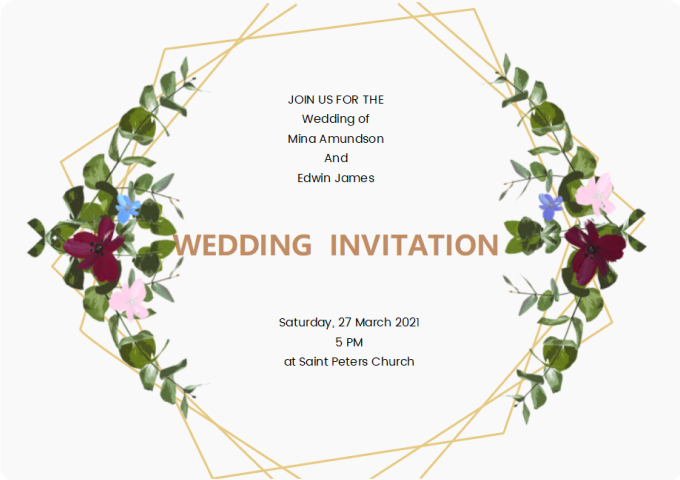 plantilla de invitación de boda