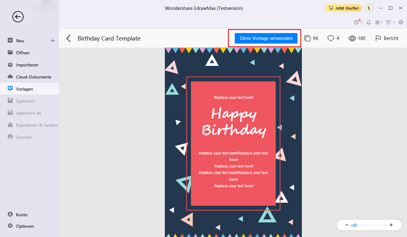 Open birthday card template