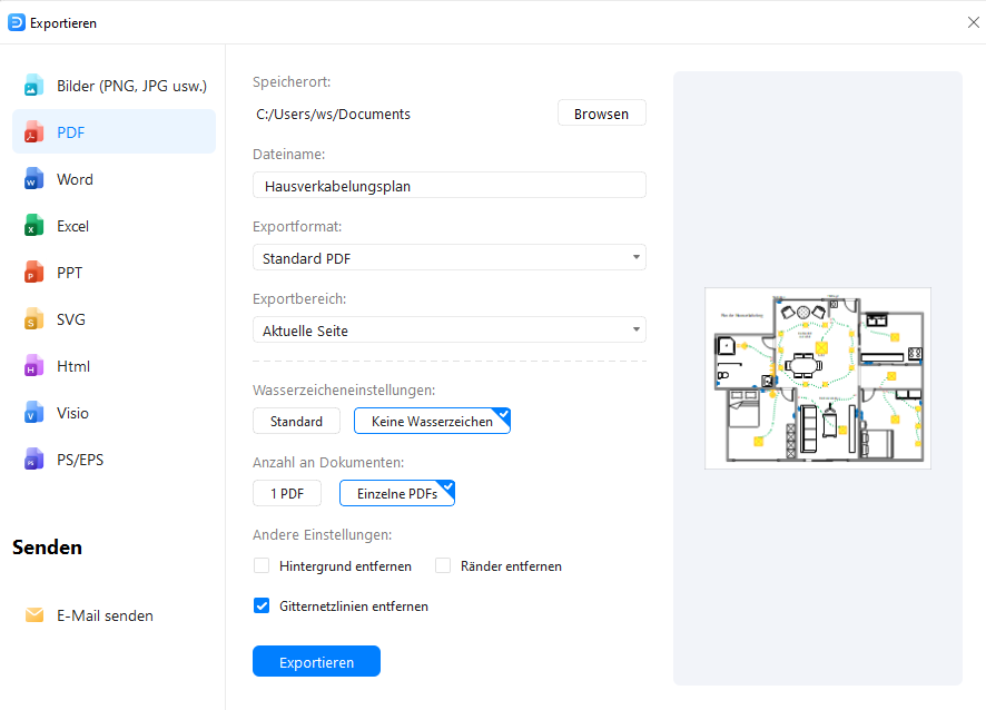 Datei in EdrawMax speichern und exportieren