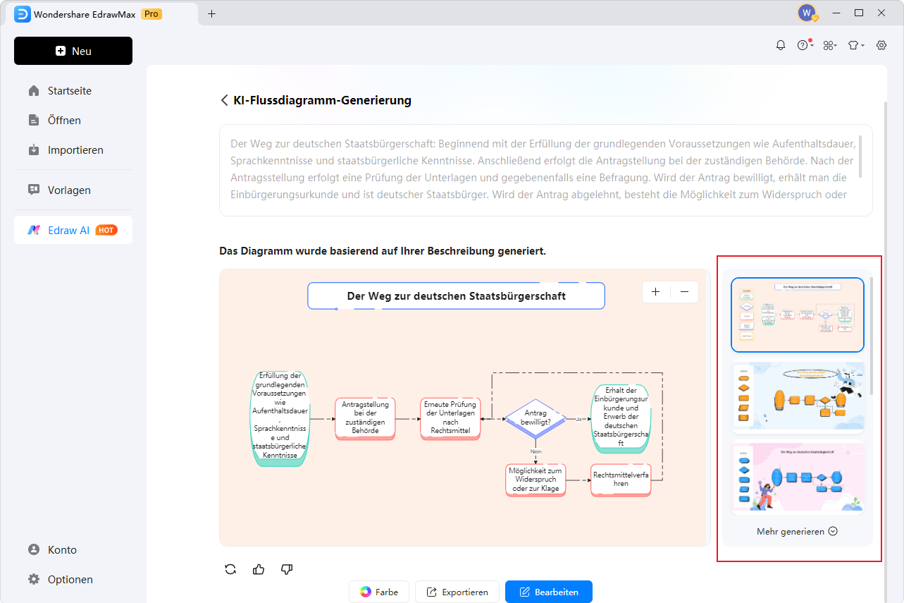 Diagramm generieren und Varianten entdecken