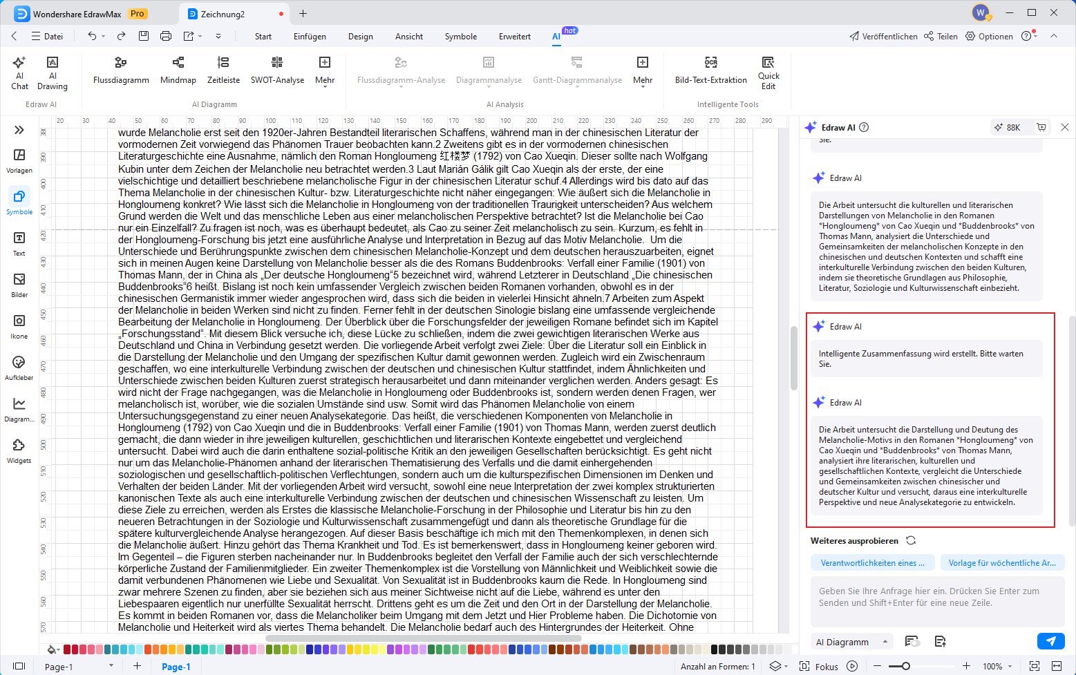 dokument text zusammenfassen edrawmax