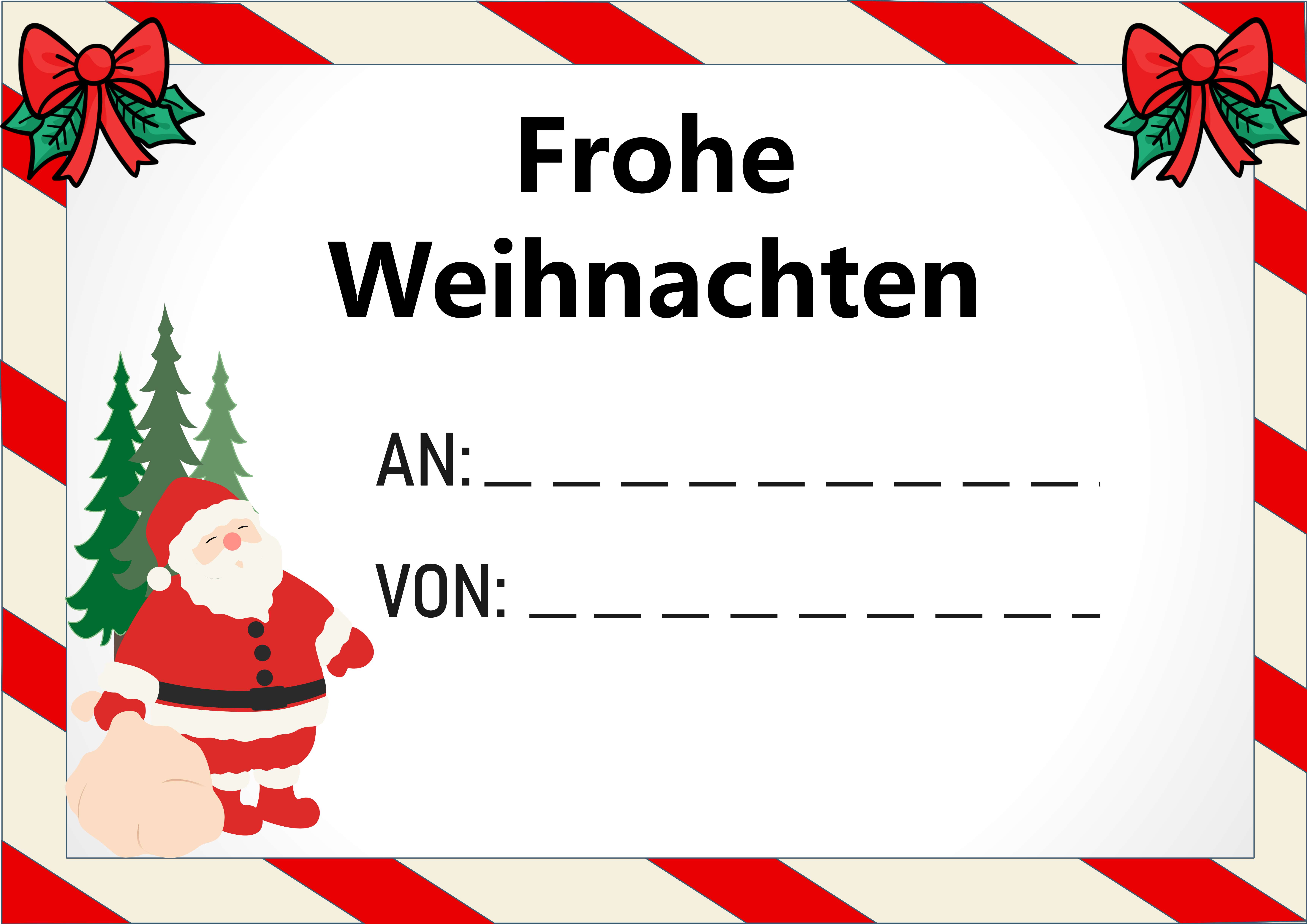 Weihnachts-Geschenkanhänger mit Weihnachtsmann und „Frohe Weihnachten“