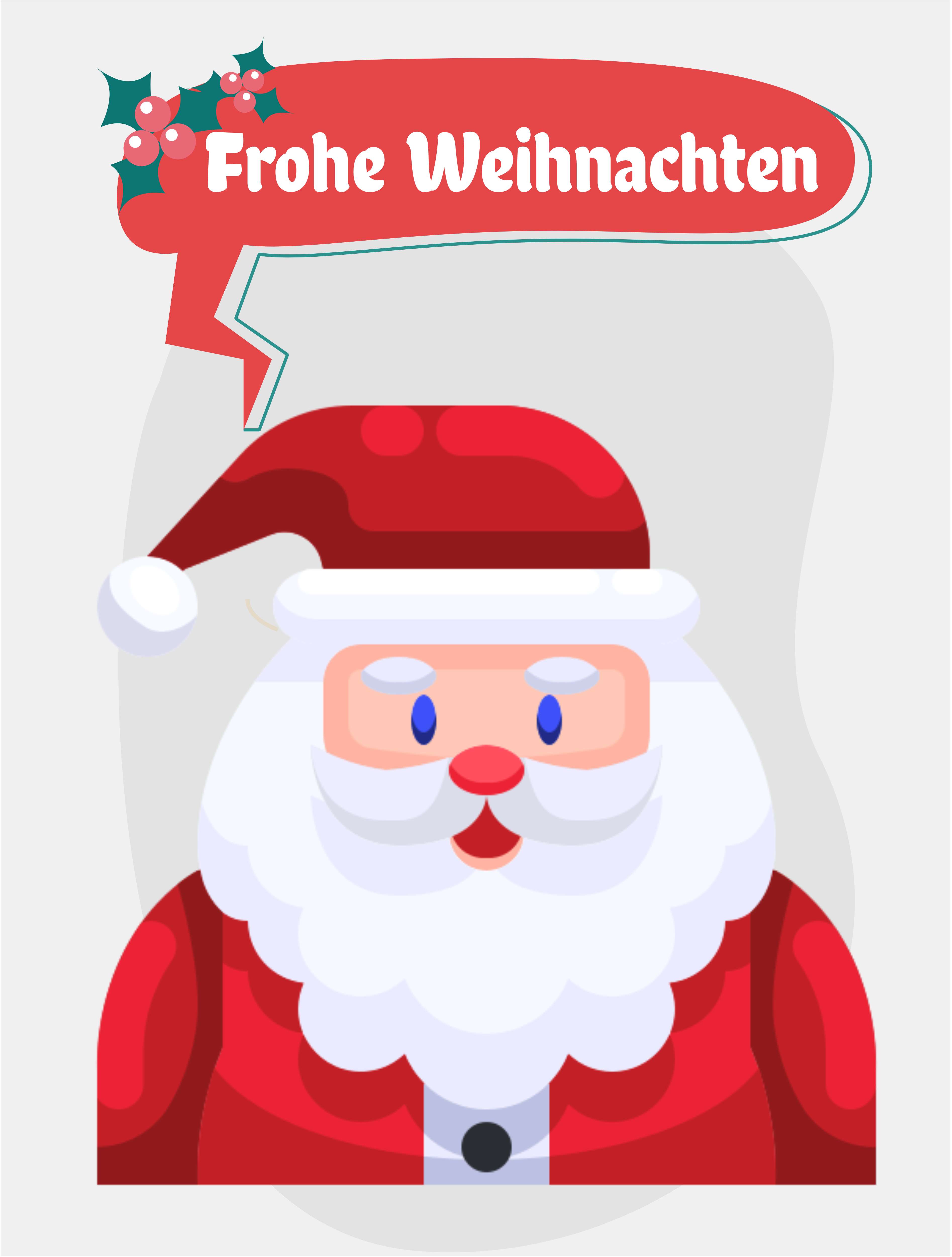 Fröhliche Weihnachtskarte mit Weihnachtsmann und Sprechblase