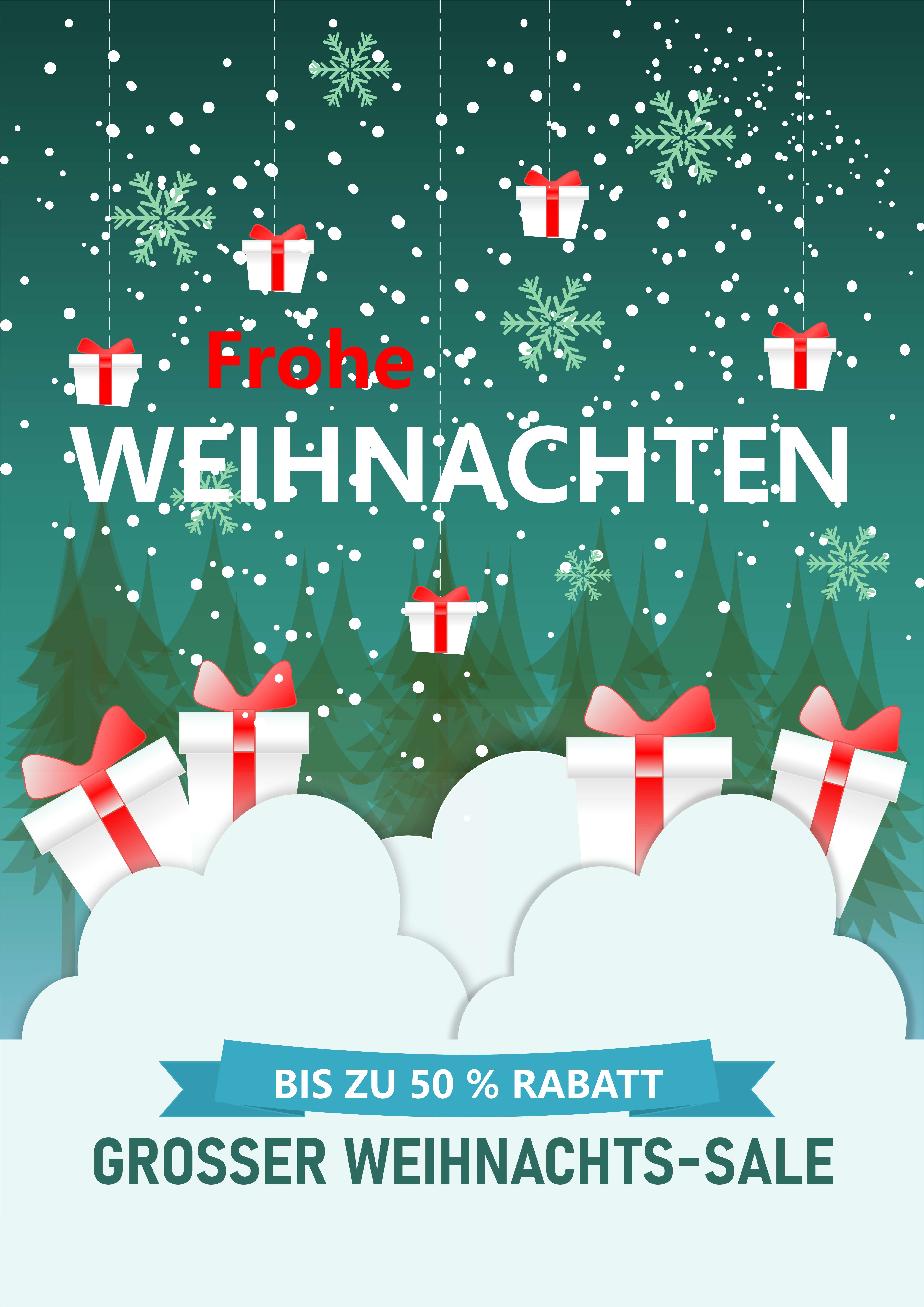Weihnachts-Sale-Flyer mit Geschenken & bis zu 50 % Rabatt