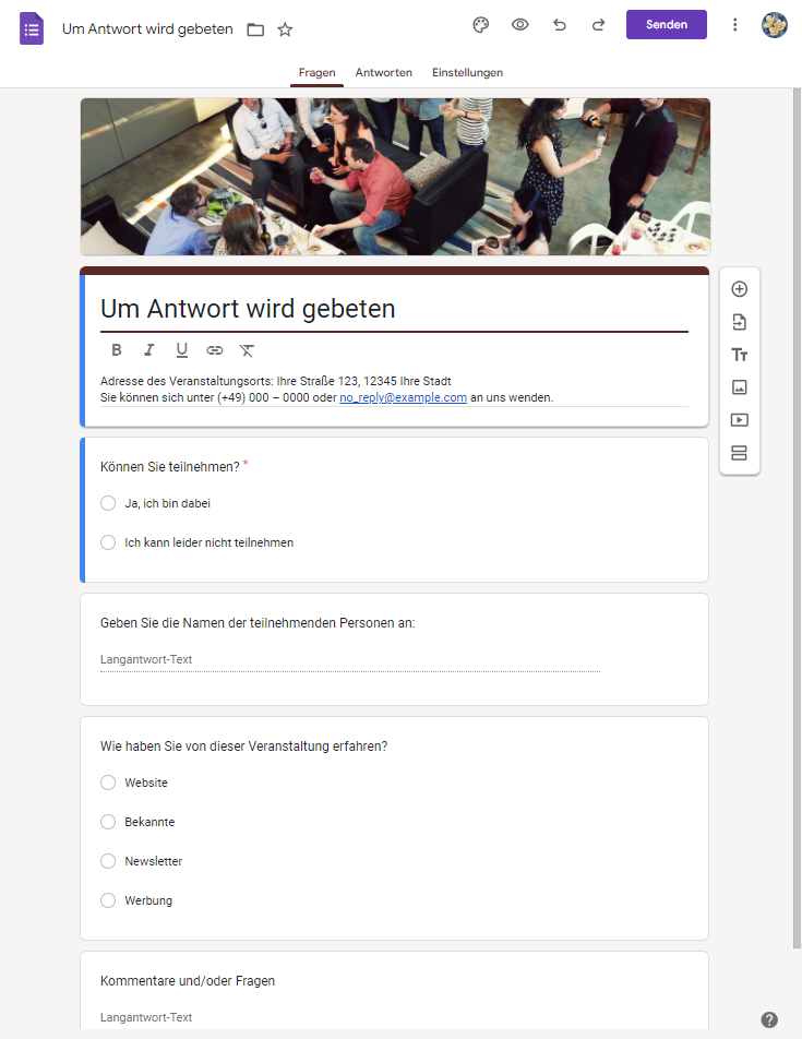 Google Forms Standard-Formular