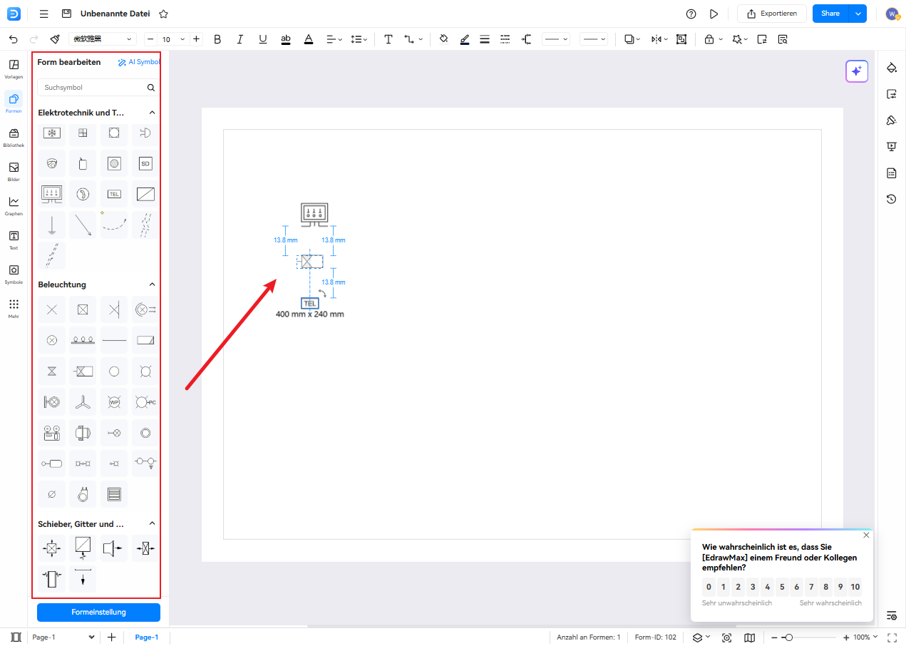 Schritt 3: Symbole auf die Zeichenfläche ziehen