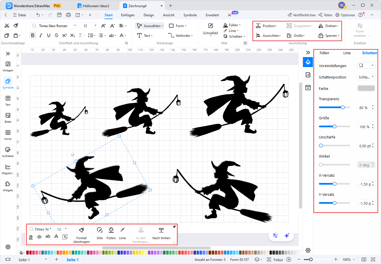 Anpassung der Größe von Halloween-Cliparts