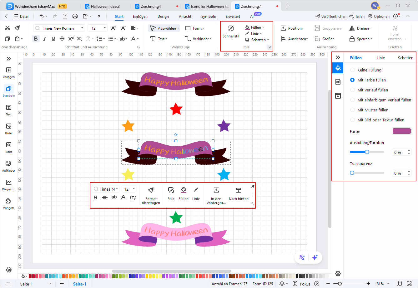 Farbänderung bei Halloween-Cliparts