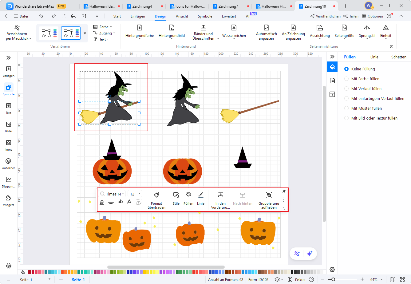 Trennen und Zusammenfügen von Halloween-Cliparts