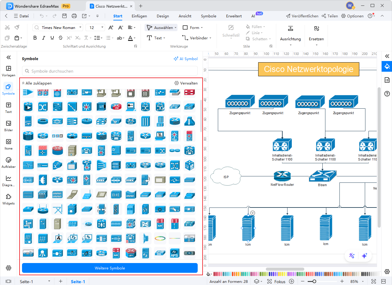 Symbole per Drag & Drop hinzufügen