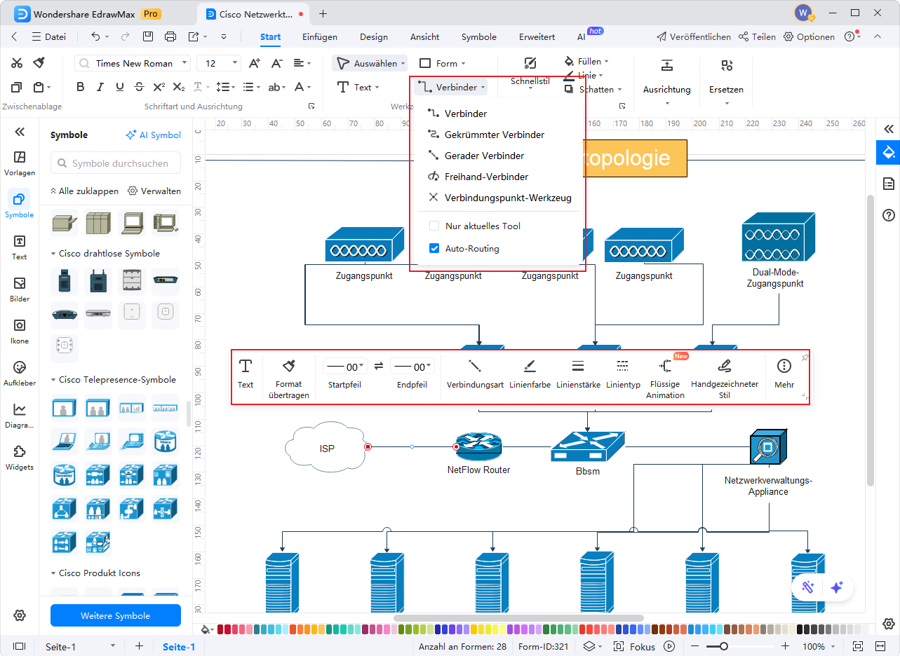 Komponenten verbinden und beschriften