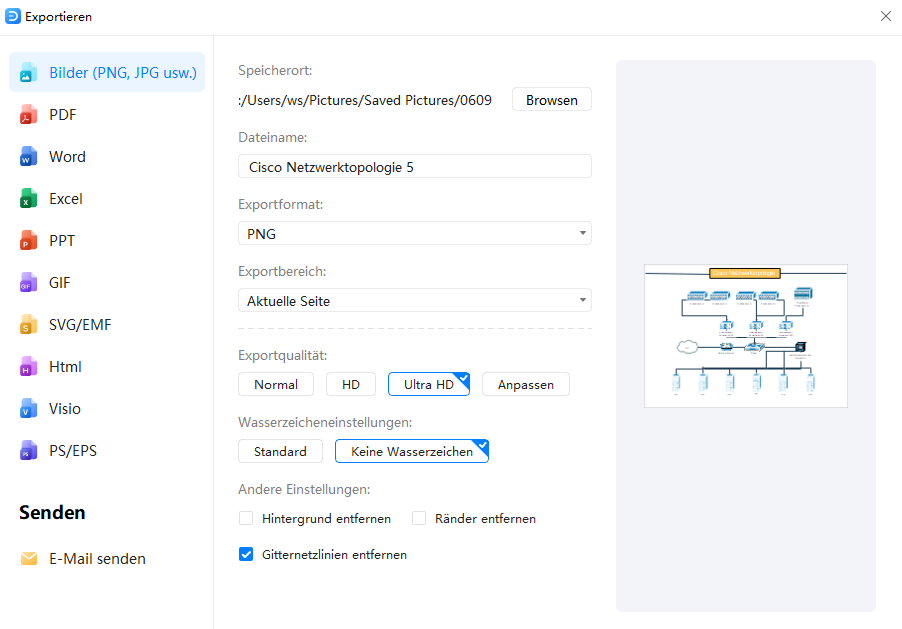 Exportieren und Teilen
