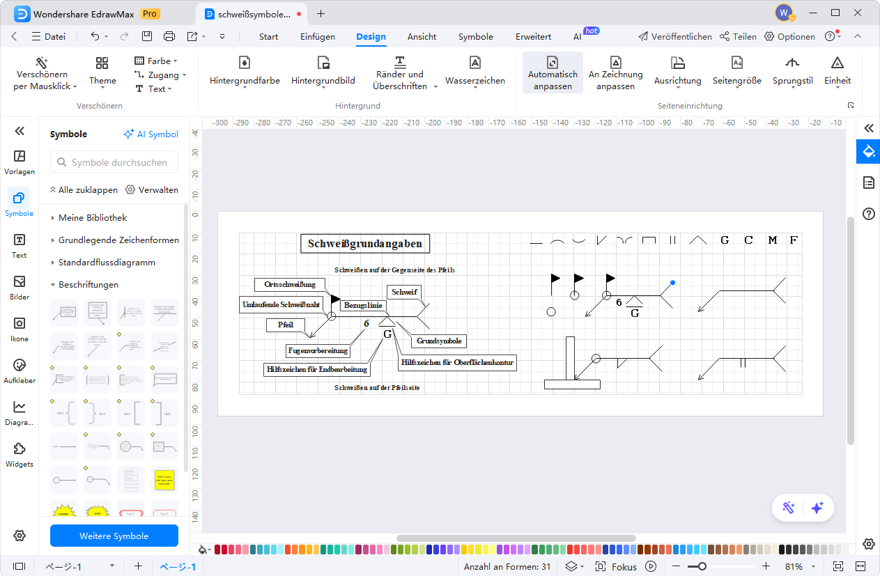 Vorlagen für Schweißsymbole