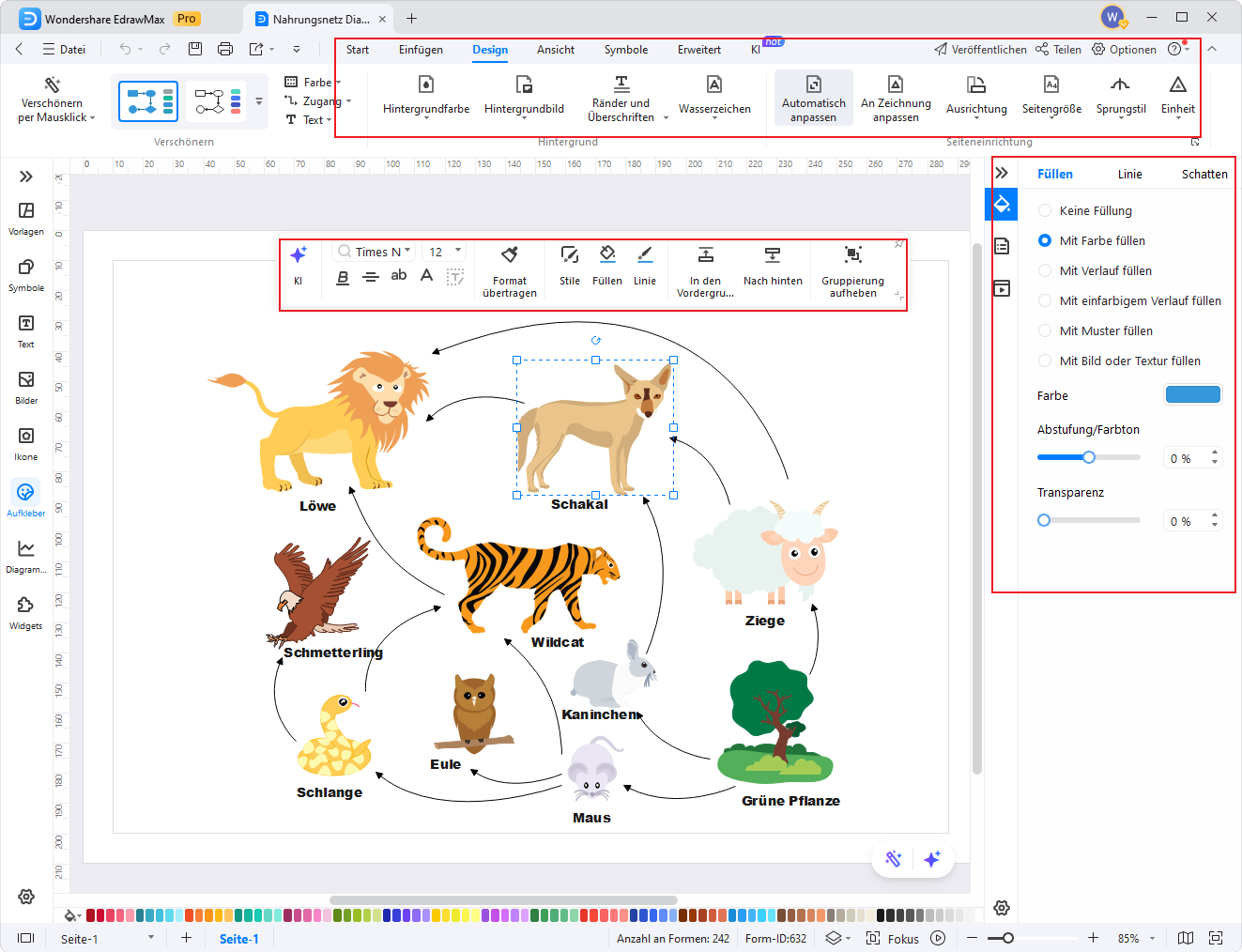 Nahrungsnetz‑Diagramm online erstellen – Schritt 3