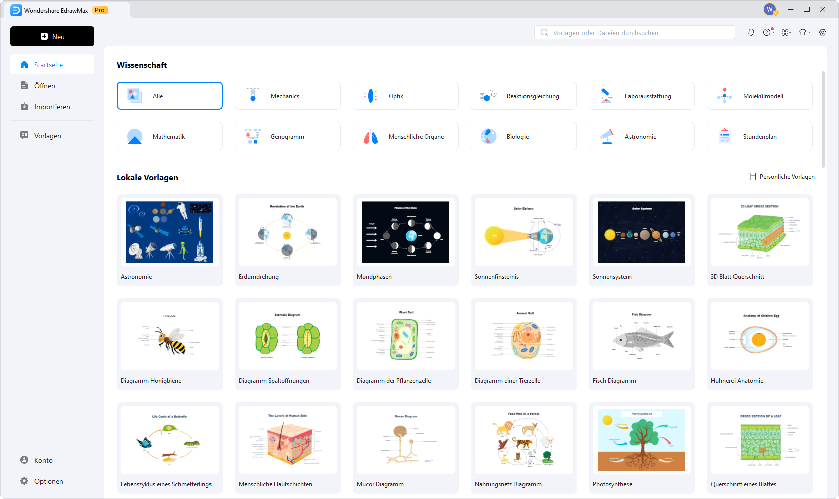 Wissenschaftliche Abbildungen Vorlagen auswählen