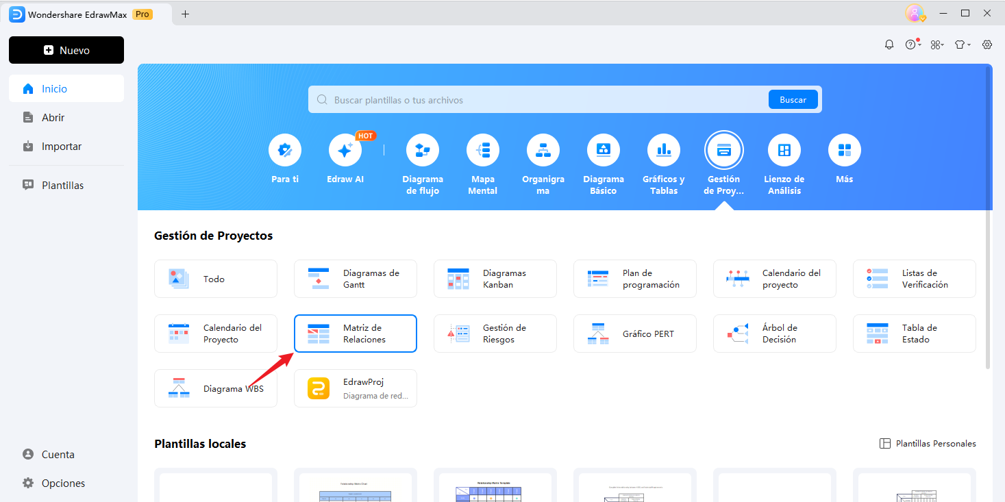 Seleccionar el diagrama de la matriz