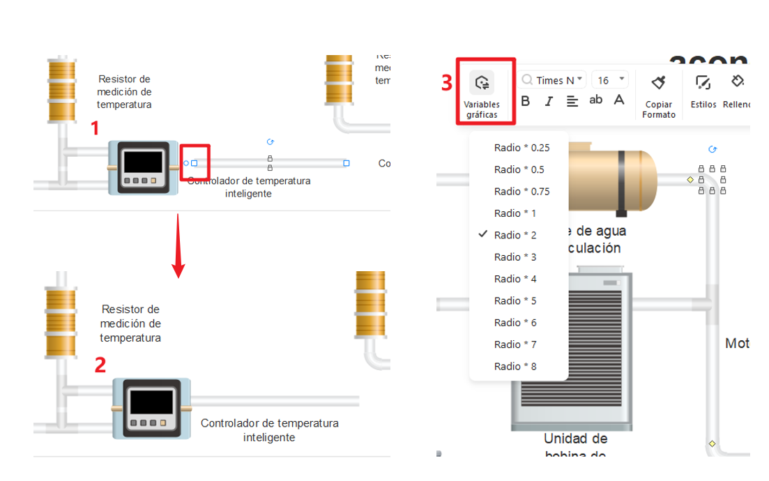 conectar las formas p&id