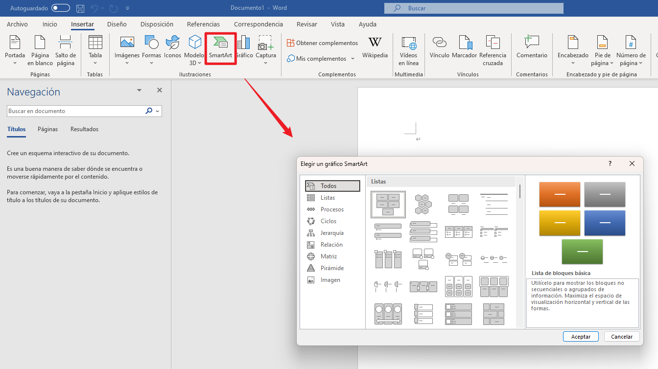 paso 3 de crear un mapa conceptual en word